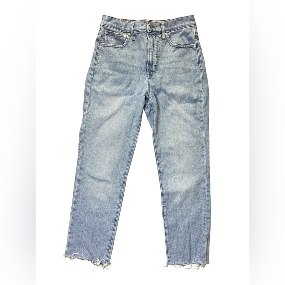Madewell The Perfect Vintage Jean Light Wash Straight Leg Raw Hem Size 27